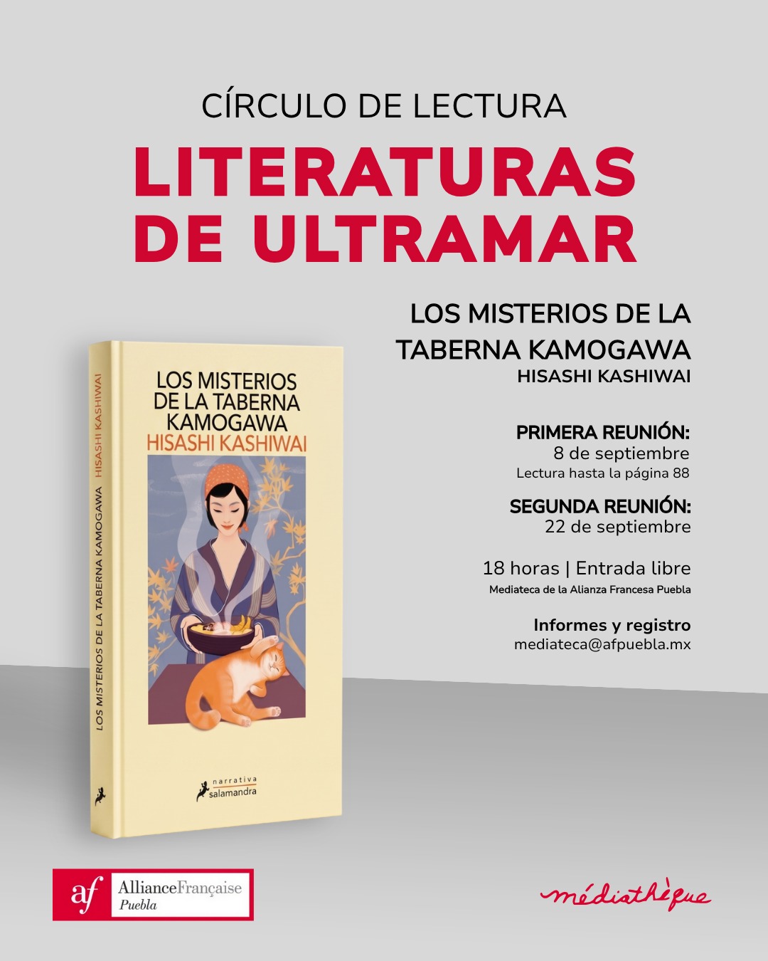 Círculo de lectura septiembre 2026 los misterios de la taberna Kamogawa